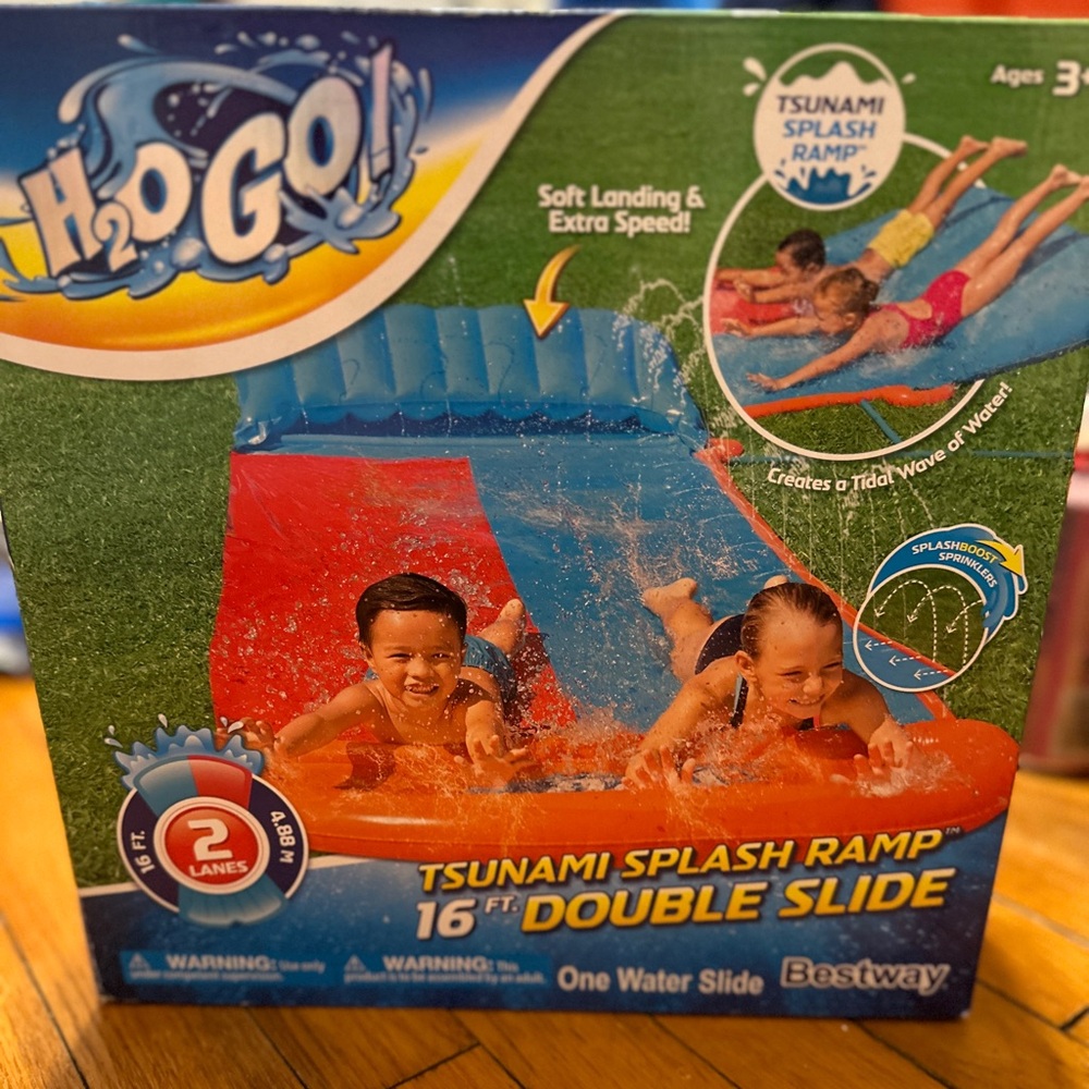 H2OGO! Tsunami Splash Ramp 16 Ft. Double Water Slide New In Box